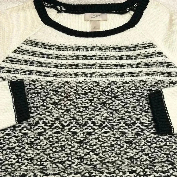 Loft Women Knitted Cream and Black Sweater Size XS - Picture 3 of 4